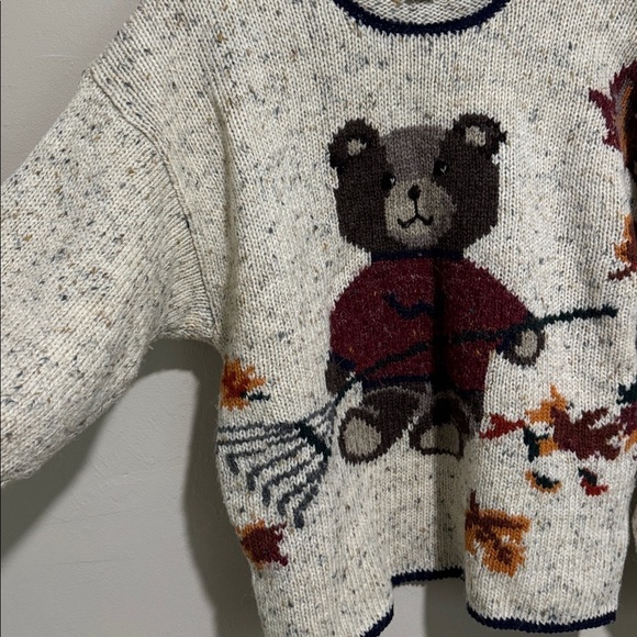Woolrich Vintage Sweater Teddy Bear Women Medium Wool blend Autumn Leaves - Picture 3 of 10